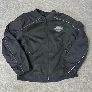 Harley Davidson Mens Black Motorcycle Jacket Mesh Armor Reflective Size Large
